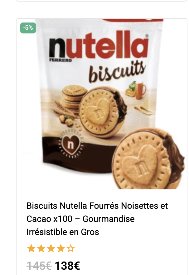 BISCUITS NUTELLA EN GROS PAS CHERS