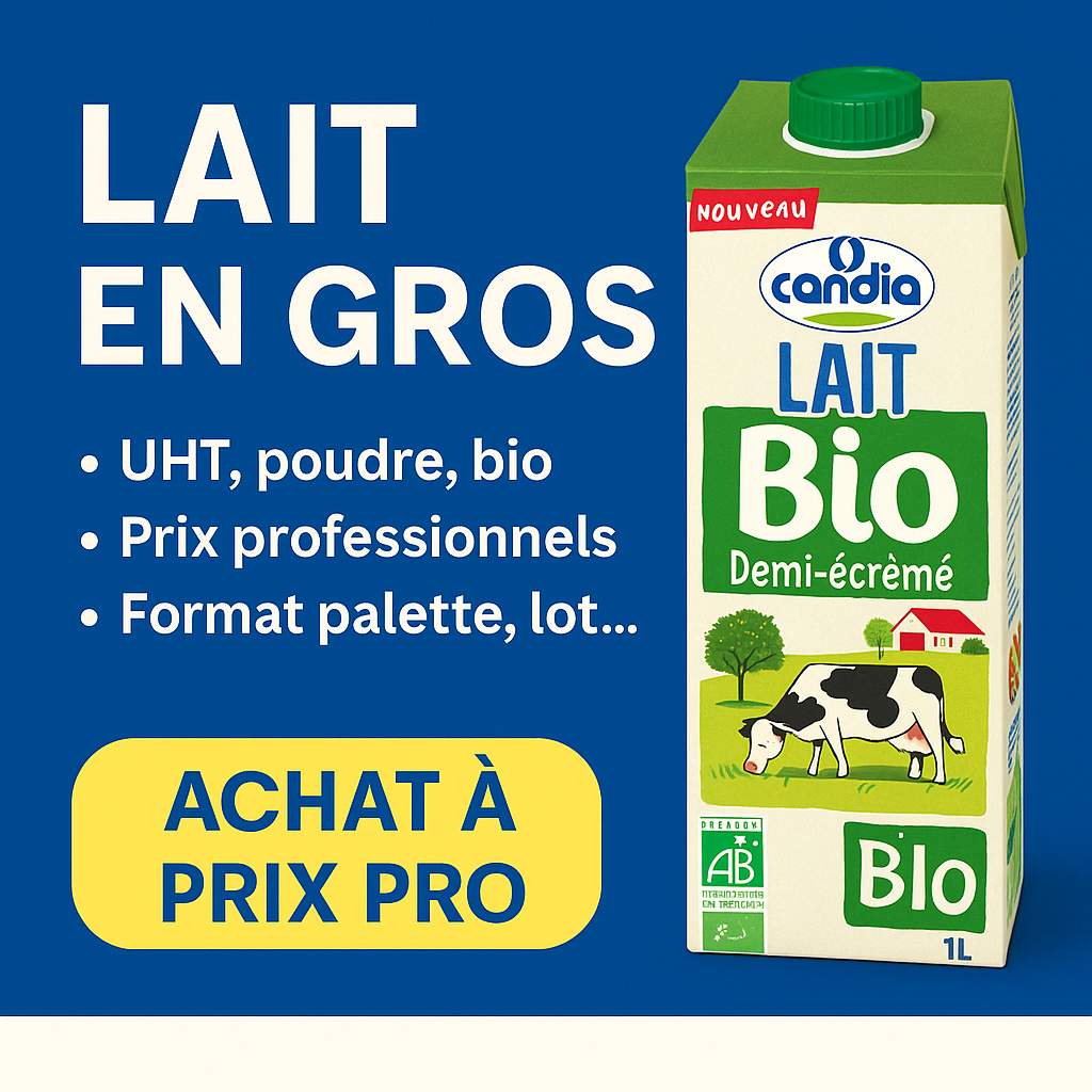 LAIT EN GROS BIO ,DEMI ECREME PALETTE ET EN LOT